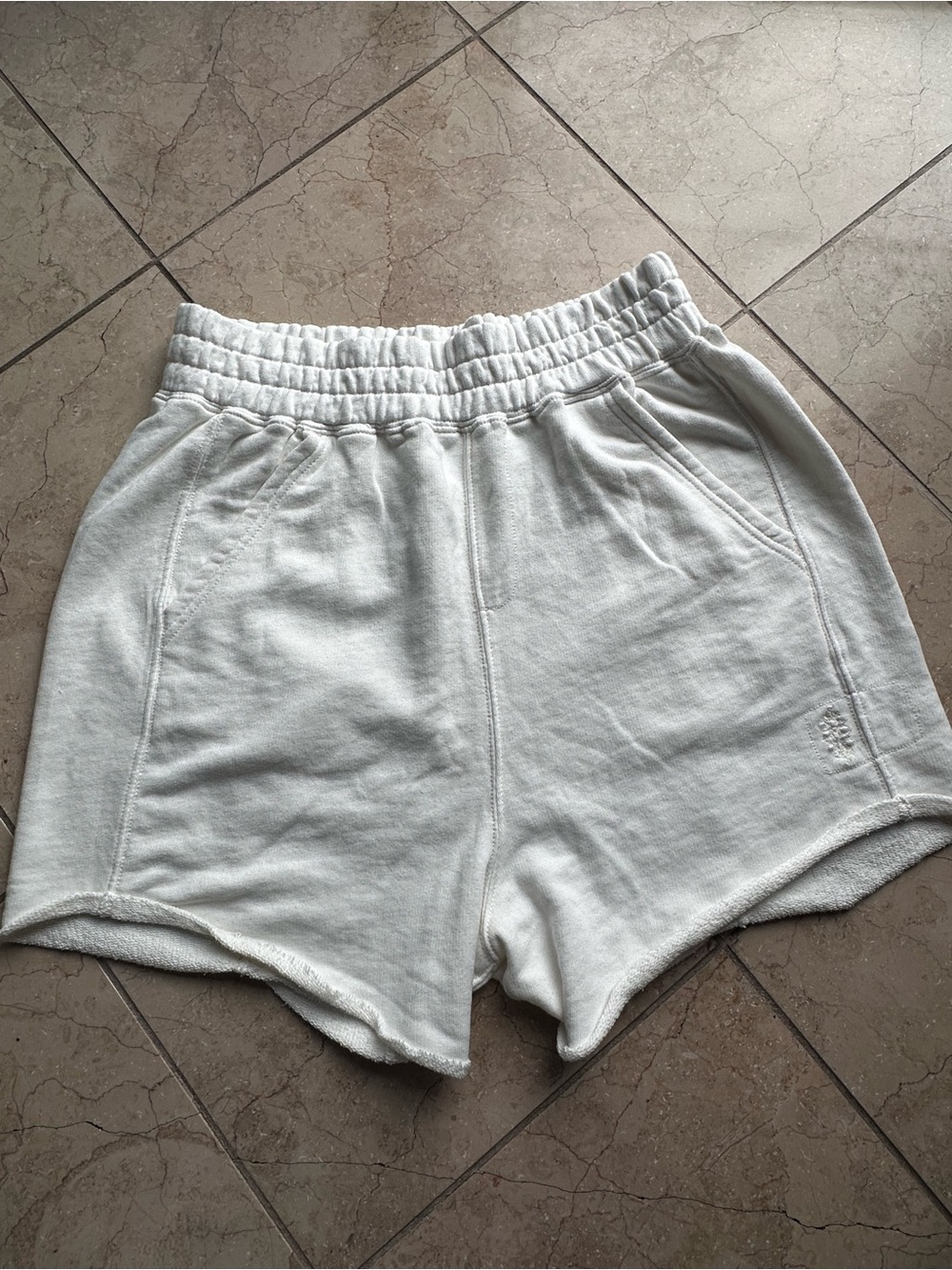 FP Movement by Free People Cream Terry Elastic-Waist Athletic Shorts